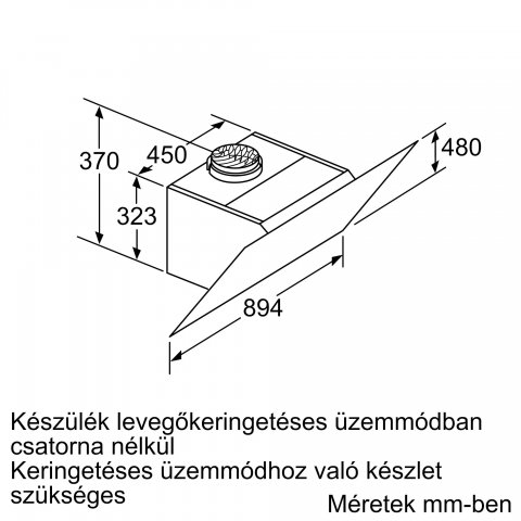 Bosch DWK98PR60 perimetrikus, döntött kűrtős páraelszívó, 90cm, fekete üveg, A+, Home Connect - Páraelszívó