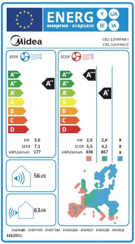 Midea MCB-12-SP Breezeless E, inverteres hűtő-fűtő split klíma szett, 3,5kW, A++/A+, Wifi - Split klíma