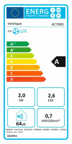 VENTIQUE AC7000 hűtő mobil klíma, 2KW - Mobil klíma