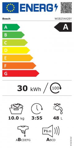 Bosch WGB254A2BY Serie 8 elöltöltős mosógép, 10kg, 1400 fordulat, A, i-DOS, Gőz, Home Connect - Elöltöltős mosógép, mosó-szárító