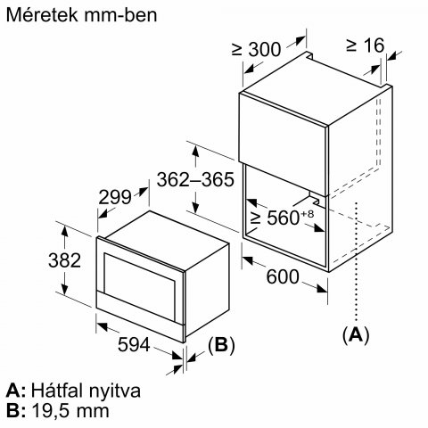 Bosch BFL9221B1 beépíthető mikrohullámú sütő, 21 liter, Fekete - Beépíthető Mikrosütő, Gőzpároló